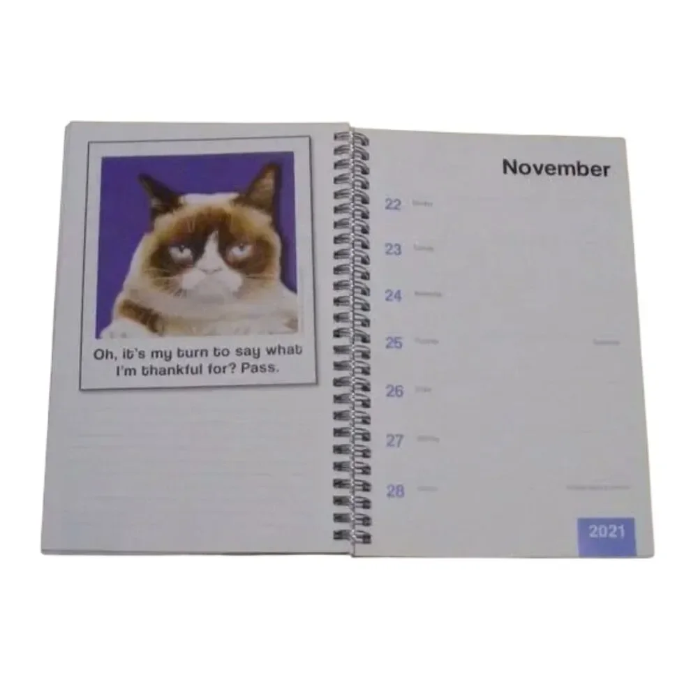 Grumpy Cat 2021 Planner, Weekly & Monthly, MEMES! Book, Spiral bound